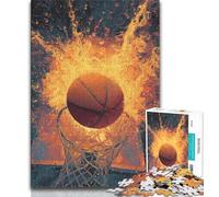 Adult Puzzles 1000 Pieces Flame Basketball Teenager Jigsaw,Family Activity Fun at Home Activities, Birthday Present,Travel Gifts 75x50cm