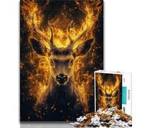 Adult Puzzles 1000 Pieces Flame Deer 1000 Piece Puzzle,Stress Reliever Staycation Kill Time Parent-child Interaction 26x38cm