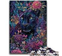 Adult Puzzles 1000 Pieces Floral Black Panther Challenging To Complete But Fun And Humorous Unique Home Decor And Gifts 50x75cm