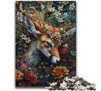 Adult Puzzles 1000 Pieces Floral Deer Stress Reliever Staycation Kill Time Perfect Decoration for Age 14+ 26x38cm
