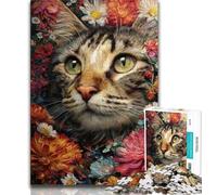 Adult Puzzles 1000 Pieces Flowers And Cats Teenager Jigsaw,Family Activity Fun at Home Activities, Birthday Present,Travel Gifts 26x38cm