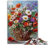 Adult Puzzles 1000 Pieces Flowers in The Basket Stress Reliever Staycation Kill Time Perfect Decoration for Age 14+ 26x38cm