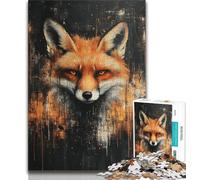 Adult Puzzles 1000 Pieces Fox Art Teenager Jigsaw,Family Activity Fun at Home Activities, Birthday Present,Travel Gifts 26x38cm