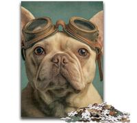 Adult Puzzles 1000 Pieces French Bulldog Pilot 1000 Piece Jigsaw,Stress Reliever Difficult Challenge Unique Home Decor And Gifts (38x26cm)