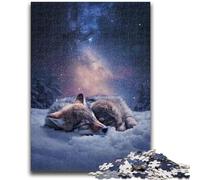 Adult Puzzles 1000 Pieces Galaxy Wolf 1000 Piece Jigsaw,Stress Reliever Difficult Challenge Unique Home Decor And Gifts (75x50cm)