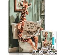 Adult Puzzles 1000 Pieces Giraffe on The Toilet Teenager Jigsaw,Educational Games Home Decoration Birthday Present, Gifts, Wall Art 38x26cm
