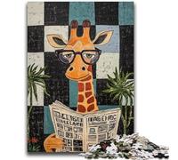 Adult Puzzles 1000 Pieces Giraffe Reading Newspaper Learning Educational Toys Family Games Enhance Love between Couples 26x38cm