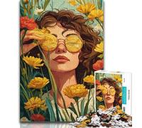 Adult Puzzles 1000 Pieces Girl in Wildflowers Summer Puzzles for Teenagers,is Ideal As Gifts for The Whole Family Suitable for And 14 (size 75x50cm)