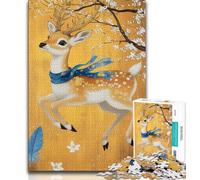 Adult Puzzles 1000 Pieces Golden Deer,Challenging Game And Family Play with Fully Interlocking Randomly Shaped Pieces (38x26cm)