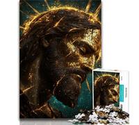 Adult Puzzles 1000 Pieces Golden Fantasy Jesus,Challenging Game And Family Play with Fully Interlocking Randomly Shaped Pieces (75x50cm)