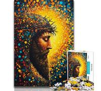 Adult Puzzles 1000 Pieces Golden Jesus,Challenging Game And Family Play with Fully Interlocking Randomly Shaped Pieces (75x50cm)