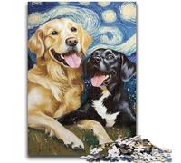 Adult Puzzles 1000 Pieces Golden Retriever And Labrador 1000 Piece Jigsaw,Stress Reliever Difficult Challenge Unique Home Decor And Gifts (38x26cm)