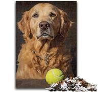 Adult Puzzles 1000 Pieces Golden Retriever Playing Tennis Puzzles for Teenagers,Educational Games Home Decoration Birthday Present, Gifts, Wall Art (38x26cm)