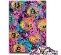 Adult Puzzles 1000 Pieces Graffiti Bitcoin Challenging Game And Family Play for Is Ideal As A Gift for The Whole Family 26x38cm