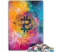 Adult Puzzles 1000 Pieces Graffiti Bitcoin Challenging Game And Family Play with Fully Interlocking Randomly Shaped Pieces 26x38cm