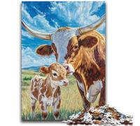 Adult Puzzles 1000 Pieces Grassland Cattle for Ages 14 And over Fun Games Fun Activities at Home, Birthday Gifts, Travel Gifts 50x75cm