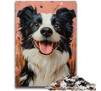 Adult Puzzles 1000 Pieces Happy Border Collie 1000 Piece Jigsaw,Stress Reliever Difficult Challenge Unique Home Decor And Gifts (75x50cm)