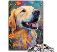 Adult Puzzles 1000 Pieces Happy Golden Retriever Teenager Jigsaw,Educational Games Home Decoration Birthday Present, Gifts, Wall Art (50x75cm)