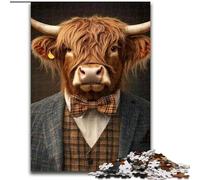 Adult Puzzles 1000 Pieces Highland Cattle in Suits, Educational Games Home Decoration Is Ideal As A Gift for The Whole Family (Size 26x38cm)