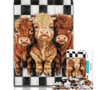 Adult Puzzles 1000 Pieces Highland Cow Puzzles for Adults,Educational Games Home Decoration Suitable for Desktop Decoration (size 38x26cm)