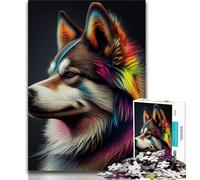 Adult Puzzles 1000 Pieces Husky Dog Pop Art Animal Teenager Jigsaw,Challenging Family Activity Games DIY Toy for Home Wall Decor Gifts (size 75x50cm)