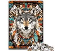 Adult Puzzles 1000 Pieces Indian Wolf Challenging Game And Family Play for Is Ideal As A Gift for The Whole Family 50x75cm