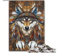 Adult Puzzles 1000 Pieces Indian Wolf, Game Toys Every Piece Is Unique - Challenging Family Fun Game for for Age 14 (size 50x75cm)