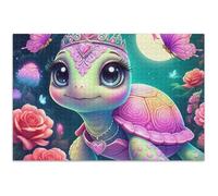 Adult Puzzles 1000 Pieces Jigsaw Art Decor Painting Custom Puzzle Fall Scene Cute Pastel Rainbow Turtle Funny Puzzle Game Gifts, 29.5x19.7 Inch
