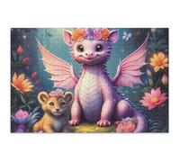 Adult Puzzles 1000 Pieces Jigsaw White Elephant Party Gifts Puzzle Fall Scene Floral Landscape Cute Dragon Pink Unicorn, 29.5x19.7 Inch