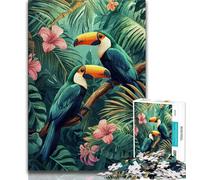 Adult Puzzles 1000 Pieces Jungle Parrot,Challenging Game And Family Play with Fully Interlocking Randomly Shaped Pieces (75x50cm)