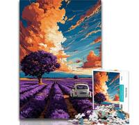 Adult Puzzles 1000 Pieces Lavender Garden,Challenging Game And Family Play with Fully Interlocking Randomly Shaped Pieces (75x50cm)