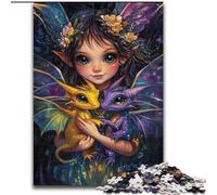 Adult Puzzles 1000 Pieces Little Girl And Dragon, Game Toys Every Piece Is Unique - Challenging Family Fun Game for for Age 14 (size 26x38cm)