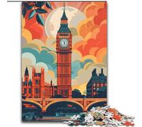 Adult Puzzles 1000 Pieces London Skyline with Big Ben, Suitable for People Aged 14 And Above Challenging To Complete But Fun And Humorous Great Gift 26x38cm