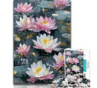 Adult Puzzles 1000 Pieces Lotus Oil Painting Puzzles for Teenagers,is Ideal As Gifts for The Whole Family Suitable for And 14 (size 75x50cm)