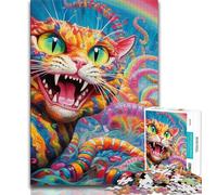 Adult Puzzles 1000 Pieces Magic Art Cat,Help The Brain Exercise Addictive Toys to Cultivate Patience Gift For Birthdays (75x50cm)