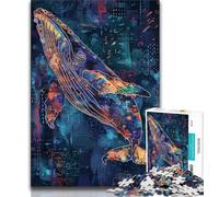 Adult Puzzles 1000 Pieces Magical Whale,Challenging Game And Family Play with Fully Interlocking Randomly Shaped Pieces (38x26cm)