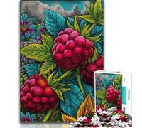 Adult Puzzles 1000 Pieces Magnificent Rasberry,Challenging Game And Family Play with Fully Interlocking Randomly Shaped Pieces (75x50cm)