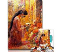 Adult Puzzles 1000 Pieces Mexican Style Skull 1000 Piece Puzzle,Stress Reliever Staycation Kill Time Parent-child Interaction 26x38cm