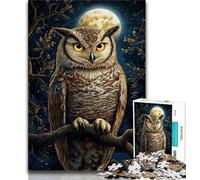 Adult Puzzles 1000 Pieces Midnight Owl,Challenging Game And Family Play with Fully Interlocking Randomly Shaped Pieces (75x50cm)