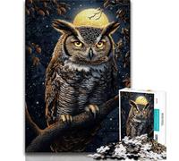 Adult Puzzles 1000 Pieces Midnight Owl Teenager Jigsaw,Family Activity Fun at Home Activities, Birthday Present,Travel Gifts 26x38cm