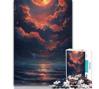 Adult Puzzles 1000 Pieces Moon over The Sea Teenager Jigsaw,Challenging Family Activity Games DIY Toy for Home Wall Decor Gifts (size 75x50cm)