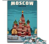 Adult Puzzles 1000 Pieces Moscow Travel Art Russia, Suitable for People Aged 14 And Above Challenging To Complete But Fun And Humorous Great Gift 50x75cm