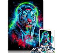 Adult Puzzles 1000 Pieces Mysterious Tiger Teenager Jigsaw,Family Activity Fun at Home Activities, Birthday Present,Travel Gifts 26x38cm
