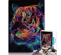 Adult Puzzles 1000 Pieces Neon Tiger Teenager Jigsaw,Challenging Family Activity Games DIY Toy for Home Wall Decor Gifts (size 75x50cm)