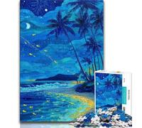 Adult Puzzles 1000 Pieces Night Sky Beach Teenager Jigsaw,Family Activity Fun at Home Activities, Birthday Present,Travel Gifts 26x38cm