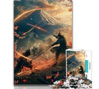 Adult Puzzles 1000 Pieces Ninja at The Foot of Mount Fuji Puzzles for Adults,Educational Games Home Decoration Suitable for Desktop Decoration (size 75x50cm)