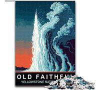 Adult Puzzles 1000 Pieces Old Faithful In Eruption, Suitable for People Aged 14 And Above Challenging To Complete But Fun And Humorous Great Gift 50x75cm