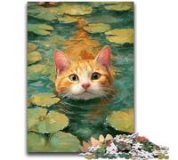 Adult Puzzles 1000 Pieces Orange Cat in The River Teenager Jigsaw,Educational Games Home Decoration Birthday Present, Gifts, Wall Art (50x75cm)