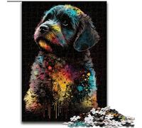 Adult Puzzles 1000 Pieces Paintsplash Puppy, Stress Relief with Fully Interlocking Randomly Shaped Pieces for And 14 Years Old (Size 50x75cm)