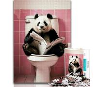 Adult Puzzles 1000 Pieces Panda on The Toilet,Help The Brain Exercise Addictive Toys to Cultivate Patience Gift For Birthdays (38x26cm)